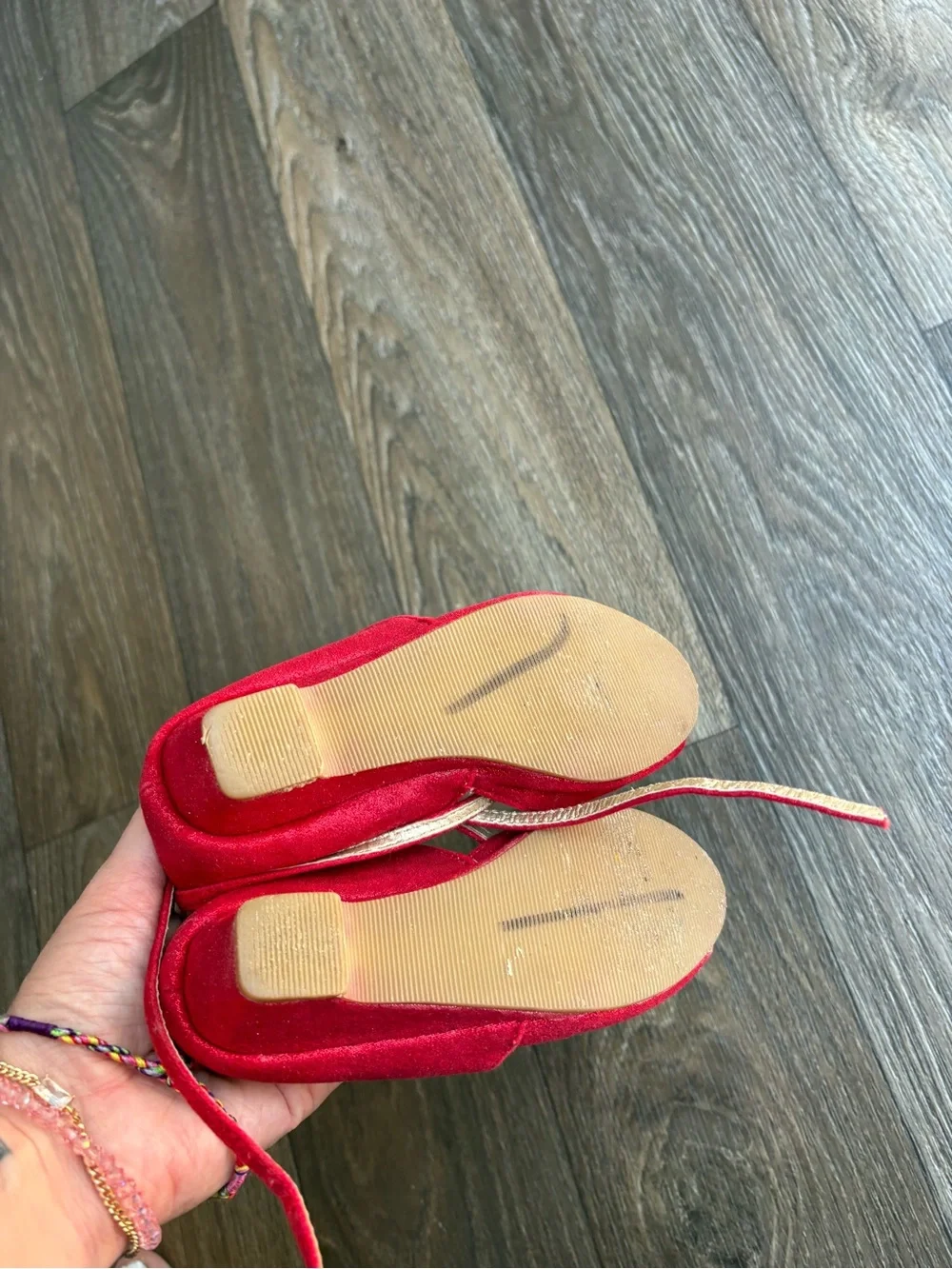 Joyfolie Red Jeweled T-Strap Peep-Toe Heels